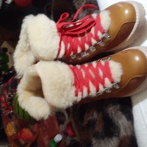 J crew  real fur dyed sheared sheep boot